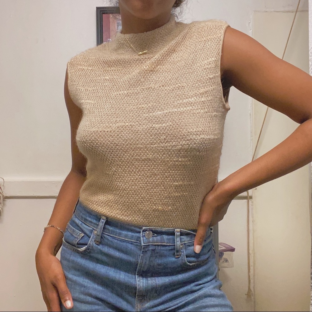 Mohair Sleeveless Turtleneck Sweater